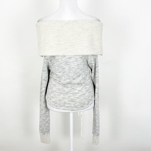 Free People Fold Over Off The Shoulder Top Gray Size Small Pit - Picture 3 of 4